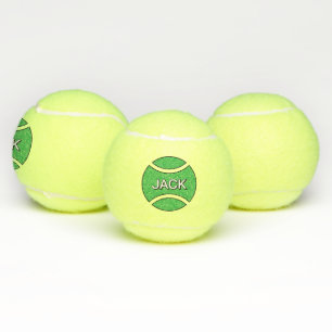 Personalisierte gelbe Tennisbälle mit grünem Logo