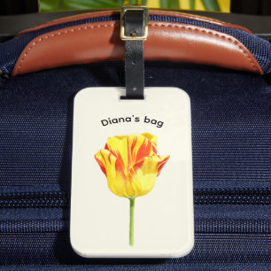Personalisierte gelbe und rote Tulpe Gepäckanhänger