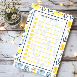 Personalisierte gelbe Wasserfarben-Blumen-To-Do-Li Post-it Klebezettel