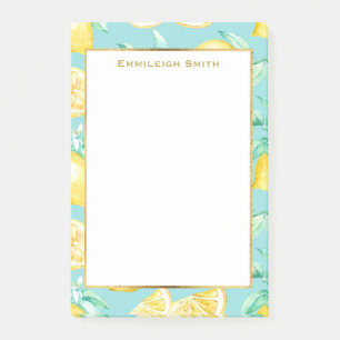 Personalisierte gelbe Zitronen auf Hellblau Post-it Klebezettel