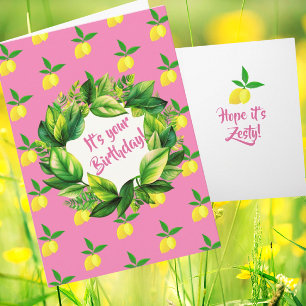 Personalisierte gelbe Zitronen Hot Pink  Karte