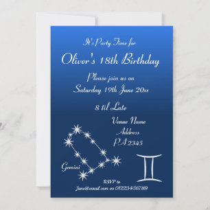 Personalisierte Gemini Zodiac Galaxie Party Einlad Einladung