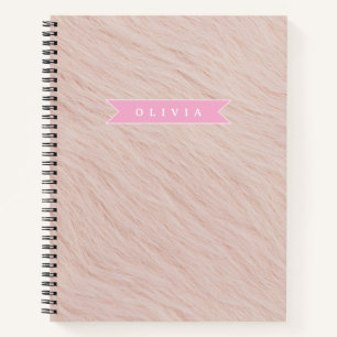 Personalisierte gemütliche rosa flauschige Kunstfe Notizbuch