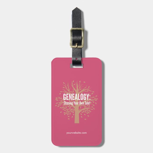 Personalisierte Genealogische Gepäckmarken (Pink) Gepäckanhänger (Vorderseite vertikal)