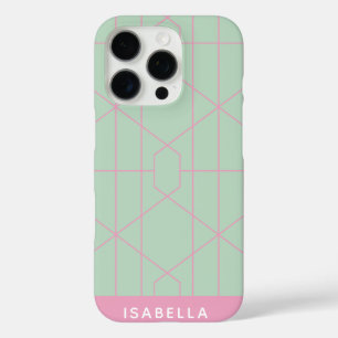Personalisierte geometrische Linien mit Minze grün iPhone 16 Pro Hülle