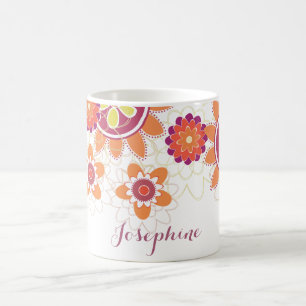 Personalisierte geometrische Retro Blumen-Tasse Kaffeetasse