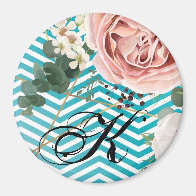 Personalisierte geometrische Rose Magnet Zickzack  (Vorne)