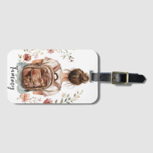 Personalisierte Gepäckmarke - Brünette Frau