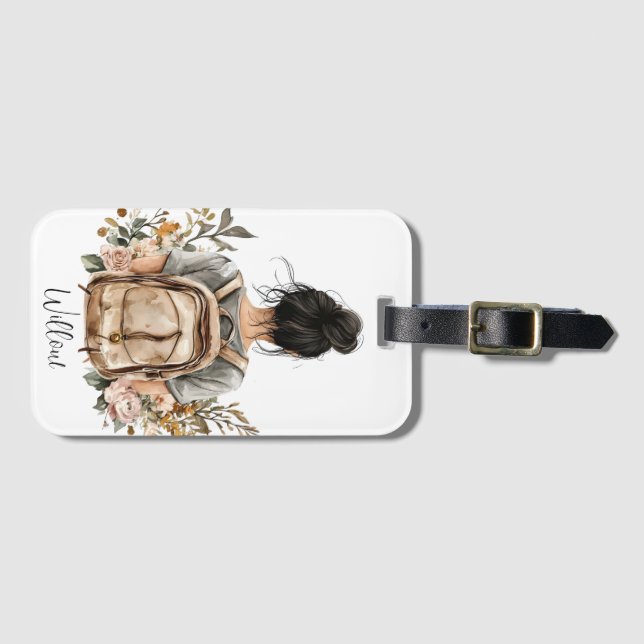 Personalisierte Gepäckmarke - Schwarze Frau Gepäckanhänger (Vorderseite (Horizontal))