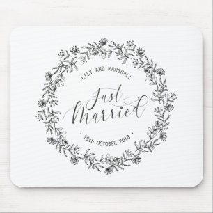 Personalisierte Gerade verheiratet Floral Mauspa Mousepad