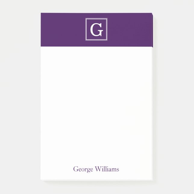 Personalisierte Gerahmte Monogramm Post-it Klebezettel (Vorderseite)