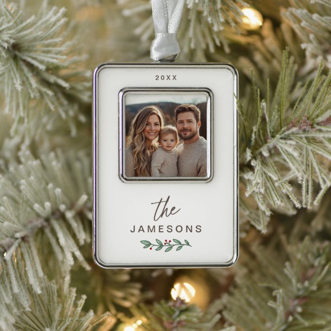 Personalisierte Gerahmte Weihnachtsschmuck Rahmen-Ornament Silber (Baum)