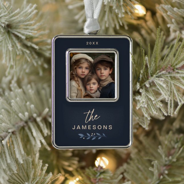Personalisierte Gerahmte Weihnachtsschmuck Rahmen-Ornament Silber (Baum)