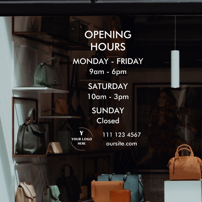 Personalisierte Geschäftszeiten Fensterheber mit L Fensteraufkleber (Von Creator hochgeladen)