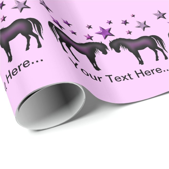 Personalisierte Geschenk-Verpackung - lila Ponys Geschenkpapier (Rolleneckpunkt)