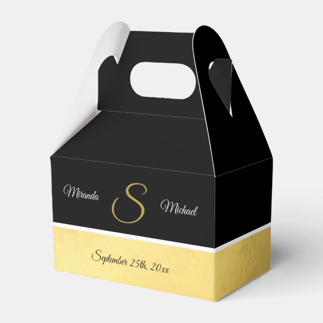 Personalisierte Geschenkboxen der Black-Gold-Gastg Geschenkschachtel (Vorderseite)