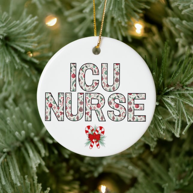 Personalisierte Geschenke der ICU-Krankenschwester Keramik Ornament (Baum)