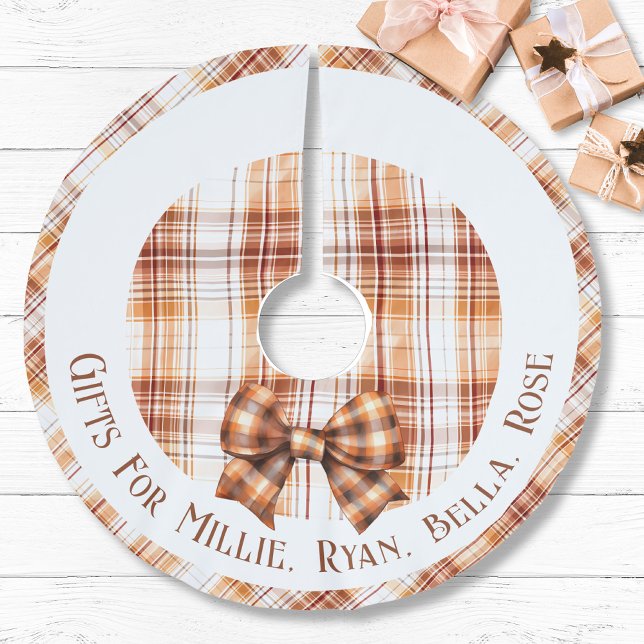 Personalisierte Geschenke für den Namen Boho Natur Polyester Weihnachtsbaumdecke ( Personalized Gifts For Kid Name Boho Natural Plaid Brushed Tree Skirt orange brown natural farm lux)
