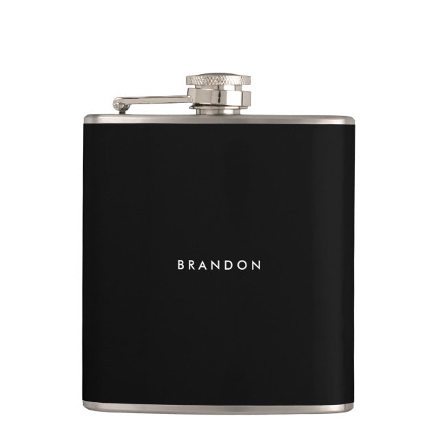 Personalisierte Geschenke für Men Black Flask Flachmann (Vorderseite)