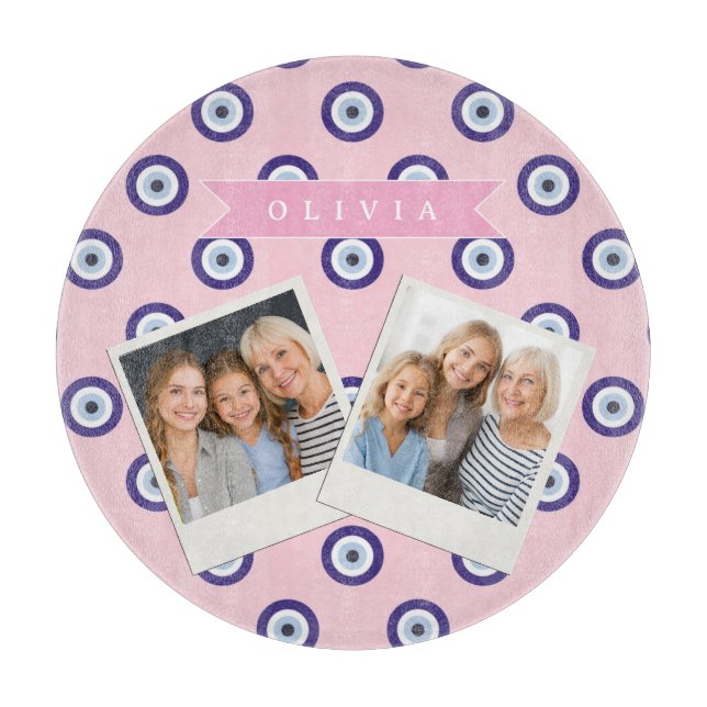 Personalisierte Geschenke mit Böser-Augen-Muster i Schneidebrett (Vorderseite)