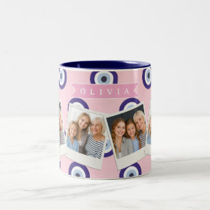 Personalisierte Geschenke mit Böser-Augen-Muster i Zweifarbige Tasse