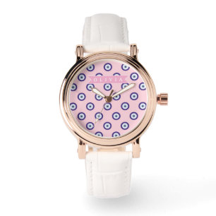 Personalisierte Geschenke mit rosa bösen Augen-Mus Armbanduhr