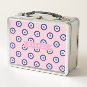 Personalisierte Geschenke mit rosa bösen Augen-Mus Metall Brotdose