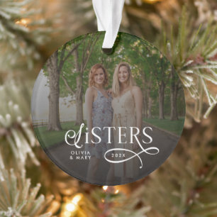 Personalisierte Geschenke mit Schwesternfoto und M Ornament