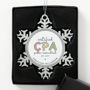 Personalisierte Geschenke von Wirtschaftsprüfern m Schneeflocken Zinn-Ornament