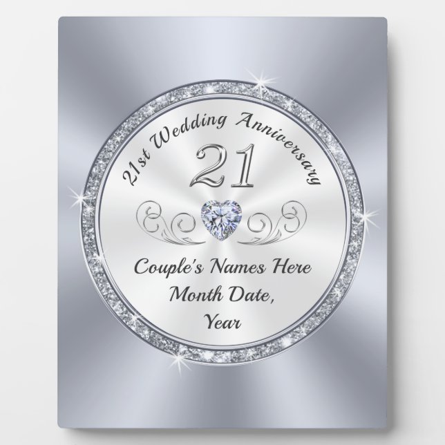 Personalisierte Geschenke zum 21. Jubiläum für sie Fotoplatte (Vorderseite)