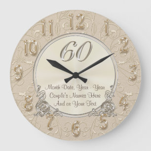 Personalisierte Geschenke zum sechzigsten Hochzeit Große Wanduhr