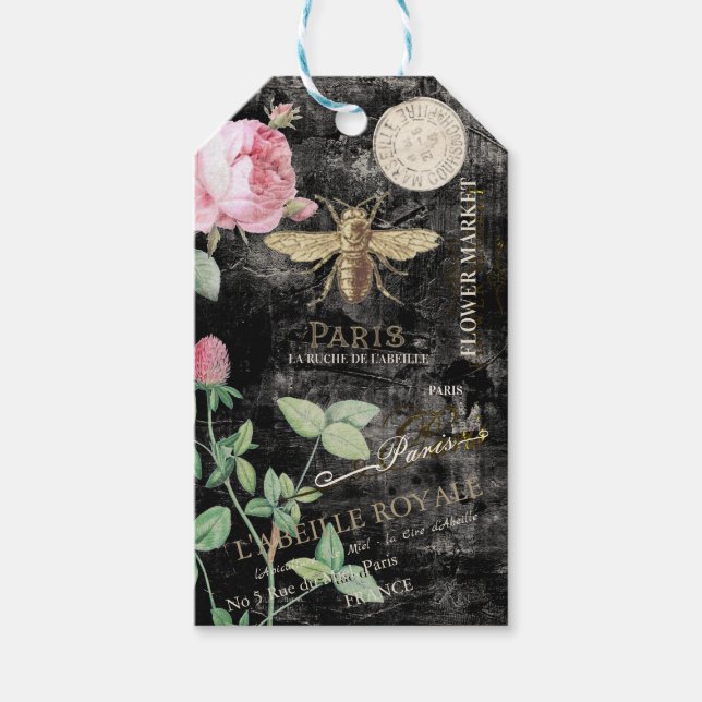 Personalisierte Geschenkmarke für Bienen und Blume Geschenkanhänger (Vorderseite)