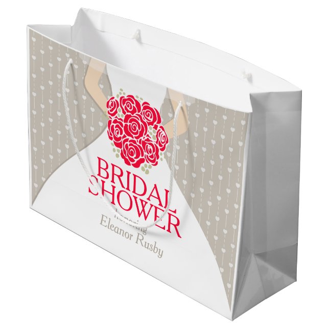 Personalisierte Geschenktasche der Brautpartybraut Große Geschenktüte (Rückseite Schrägansicht)