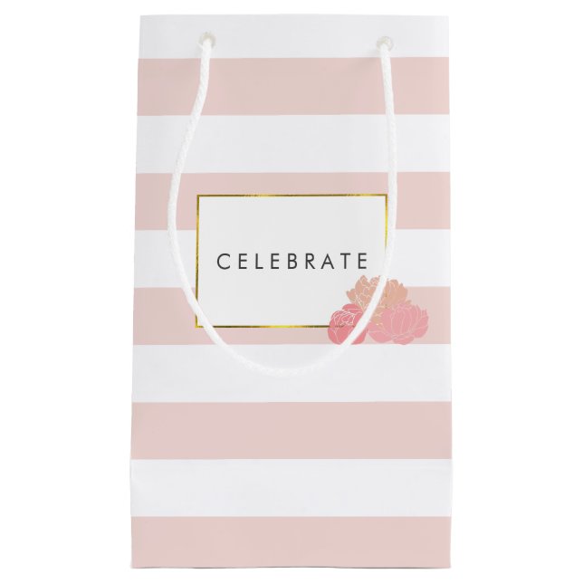 Personalisierte Geschenktasche mit rosa Streifen u Kleine Geschenktüte (Vorderseite)
