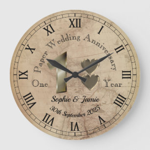 Personalisierte Geschenkuhr für 1. Hochzeit Große Wanduhr