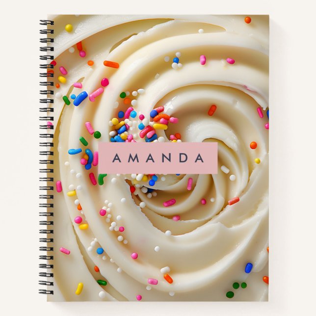 Personalisierte geschlagene Vanille-Frosting Notizbuch (Vorderseite)