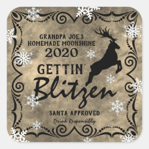 Personalisierte "Gettin' Blitzen" hausgemachte Moo Quadratischer Aufkleber