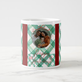 Personalisierte Gingham-Weihnachten Jumbo-Tasse