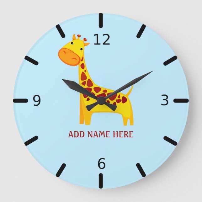 Personalisierte Giraffe Große Wanduhr (Vorderseite)