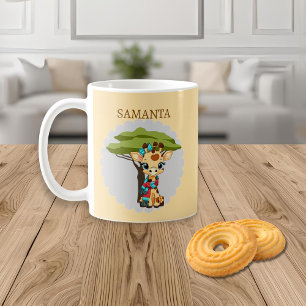 Personalisierte Giraffe in der Savanne-Tasse Kaffeetasse
