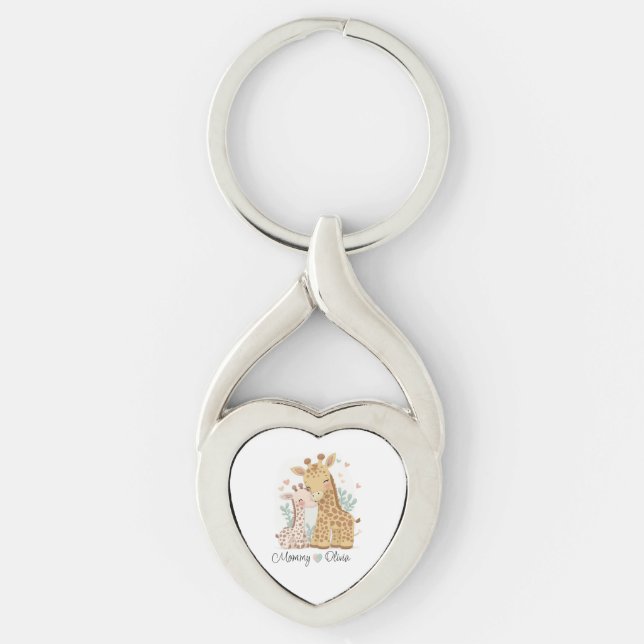 Personalisierte Giraffe Liebe Schlüsselanhänger (Vorderseite)