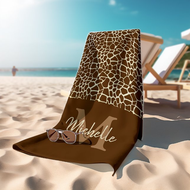 Personalisierte Giraffe Muster Monogram Fitness Yo Badehandtuch (Von Creator hochgeladen)