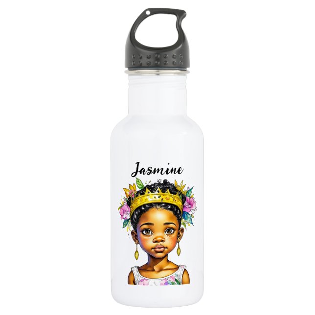 Personalisierte Girl-Prinzessin Edelstahlflasche (Vorderseite)