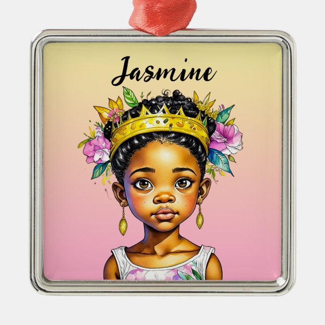 Personalisierte Girl-Prinzessin Ornament Aus Metall (Vorne)