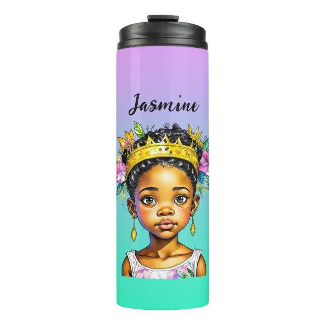 Personalisierte Girl-Prinzessin Thermosbecher (Vorderseite)
