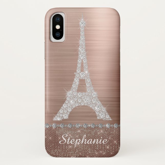 Personalisierte Girl Rose Gold Diamant Sparkasse P Case-Mate iPhone Hülle (Rückseite)