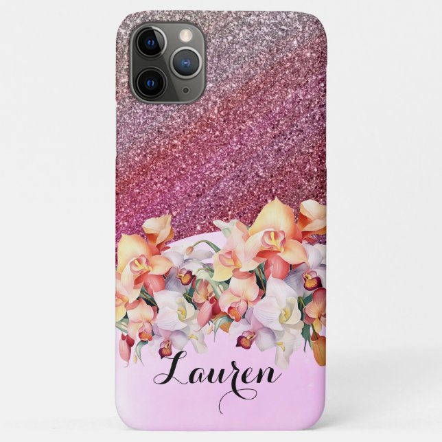Personalisierte Girl Rose Gold Glitzer Glitzern Na Case-Mate iPhone Hülle (Rückseite)