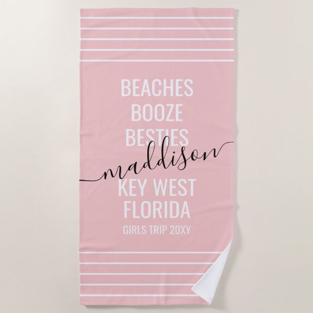 Personalisierte Girls Ausflugsstrände Booze Bestie Strandtuch (Vorderseite)