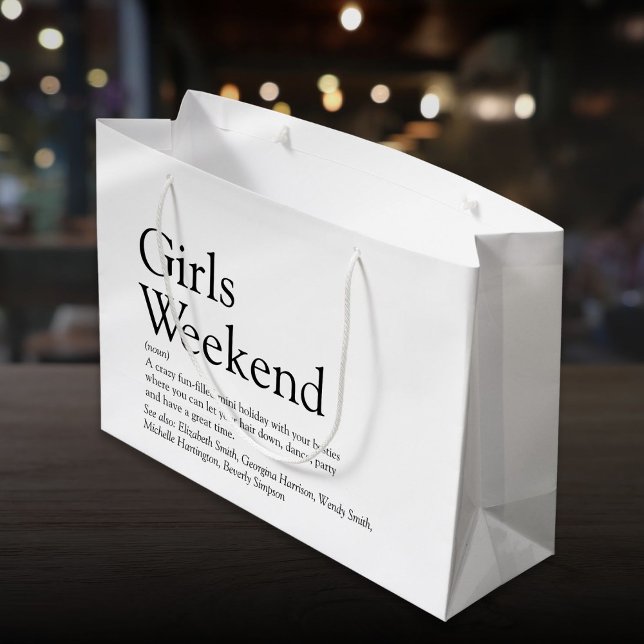 Personalisierte Girls-Wochenenddefinition Große Geschenktüte (Personalized Girls Weekend Definition Large Gift Bag)