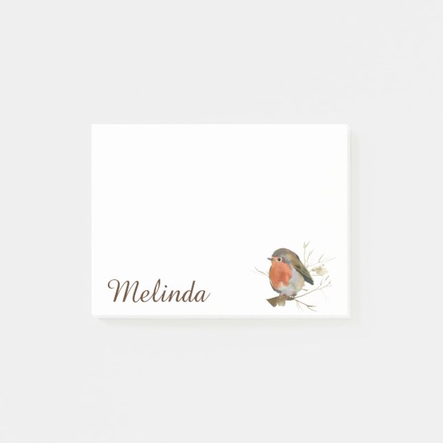 Personalisierte Girly Robin Bird-Notizen Post-it Klebezettel (Vorderseite)